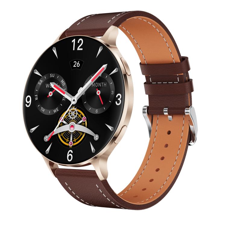 QS07 1.75 inch AMOLED Round Screen Smart Watch, Support Health Monitoring — Silver Bamboo Strap