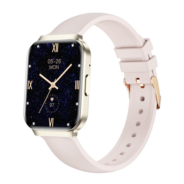 QS06 1.75 inch Square Screen Ultra-Thin Smart Calling Watch, Support Health Monitoring — Dark Gray Silicone Strap