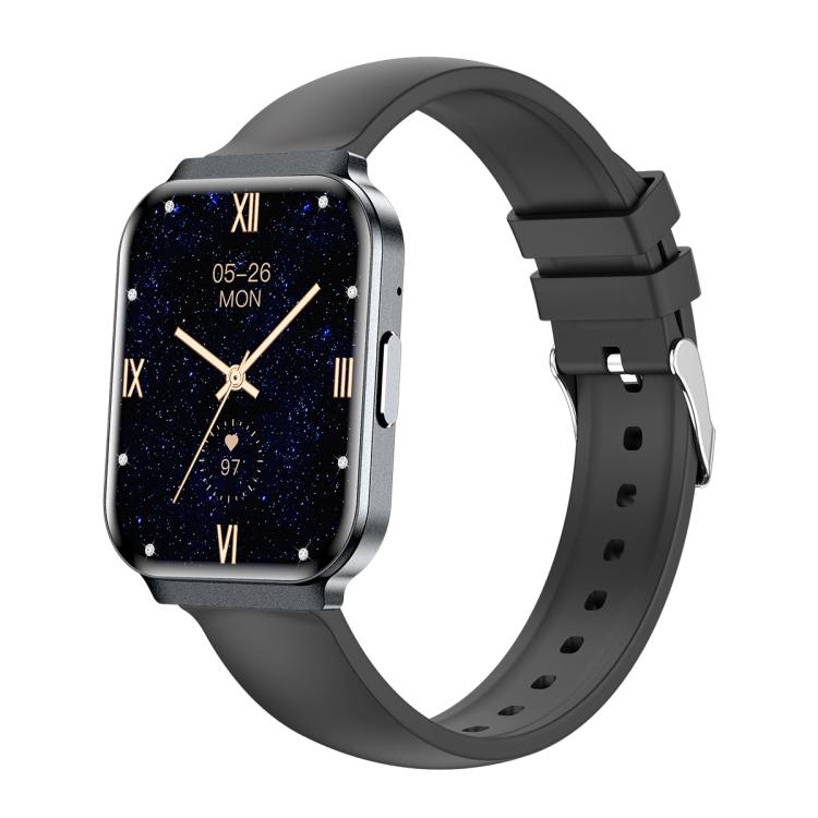 QS06 1.75 inch Square Screen Ultra-Thin Smart Calling Watch, Support Health Monitoring — Dark Gray Steel Strap