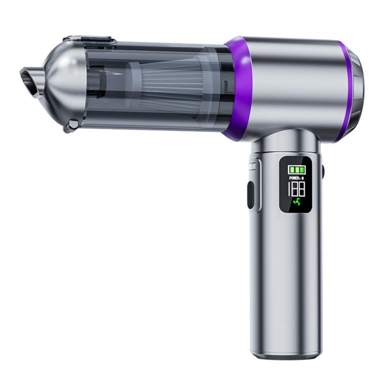 SUITU Digital Display Car Cordless High Power Brushless Vacuum Cleaner — Metal Gray