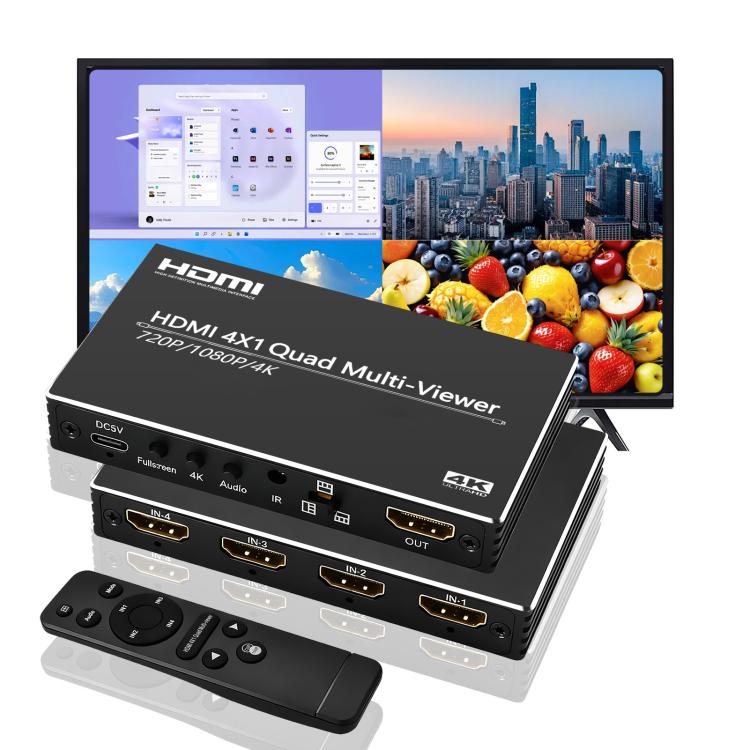 NK-BT41 4K 4 In 1 Out HDMI Quad Multi-Viewer Video Switcher With Remote Control