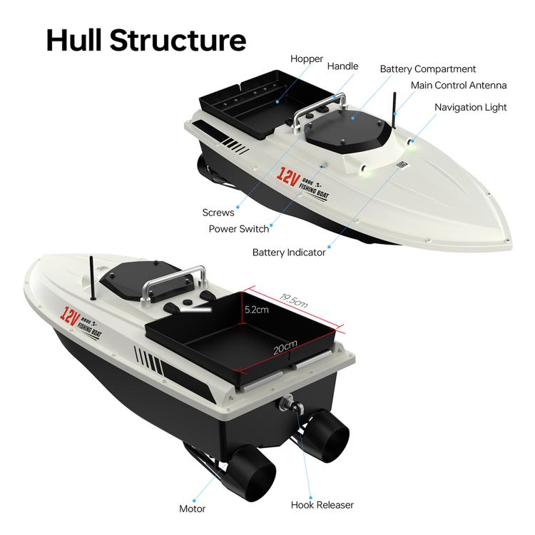 D80E GPS High Power Smart Remote Control Fishing Bait Boat with Sonar Sensor