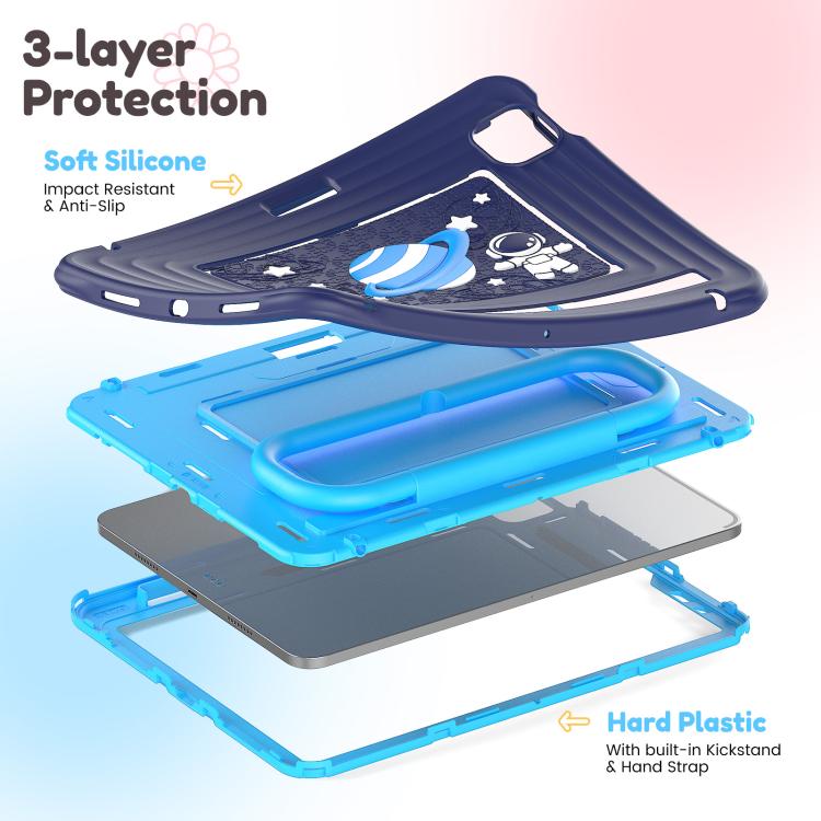 Handle Holder Silicone Hybrid PC Tablet Case with Shoulder Strap — For iPad mini 2024 / mini 6