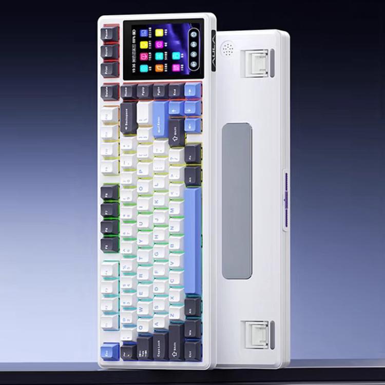 AULA L99 Smart Touch Screen Tri-Mode RGB Customizable Mechanical Keyboard — Black Rain Listening Switch