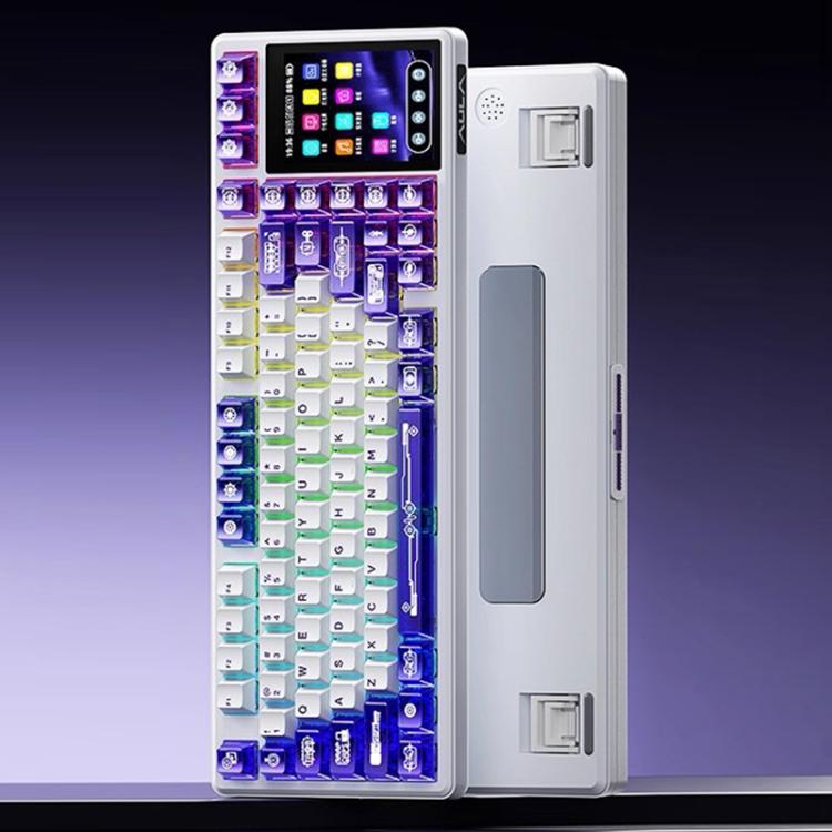 AULA L99 Smart Touch Screen Tri-Mode RGB Customizable Mechanical Keyboard — White Rain Listening Switch