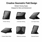 XDcase Rice Grain Texture Y-fold Holder Smart Tablet Leather Case with Pen Slot