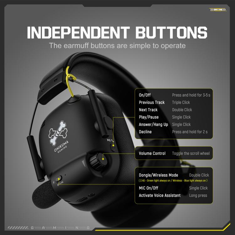 ONIKUMA GT888 Four-mode Bluetooth 2.4G Wired / Wireless Gaming Headset — view 5