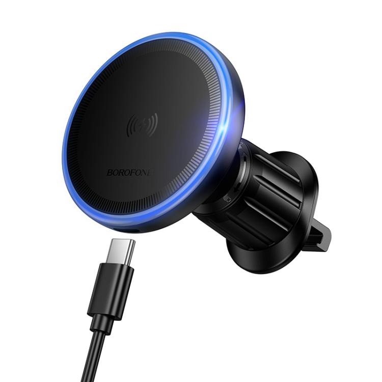Borofone BH224 Flash Ring Magnetic Wireless Fast Charger Car Air Outlet Holder