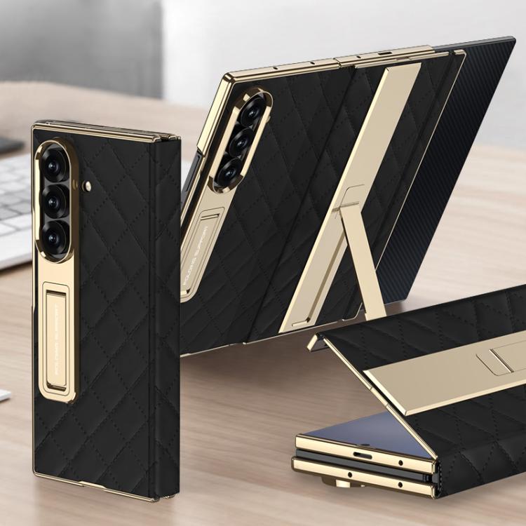 GKK Integrated Diamond Pattern Full Coverage Flip Phone Case with Holder