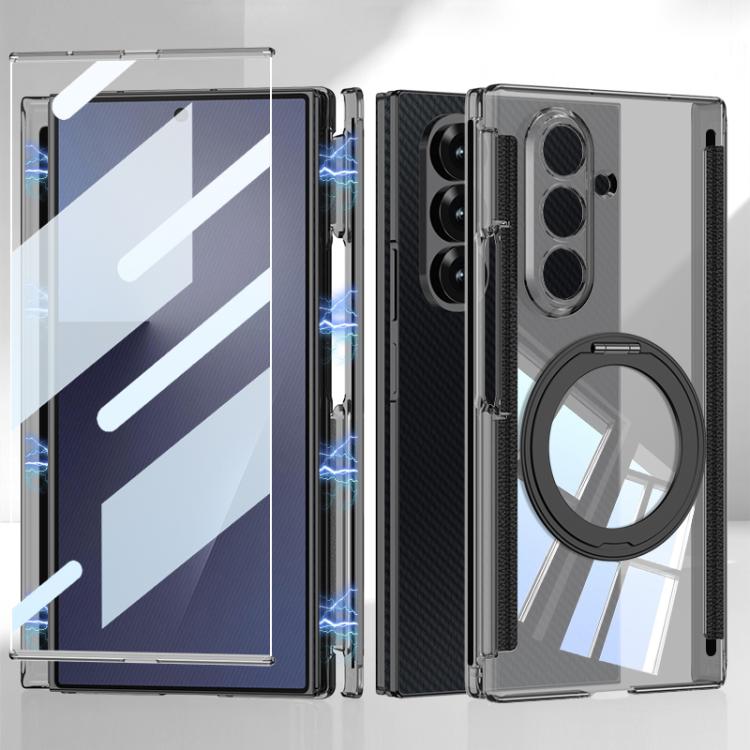 GKK Integrated Magnetic Hinge Folding Transparent Full Coverage Phone Case with Rotating Holder