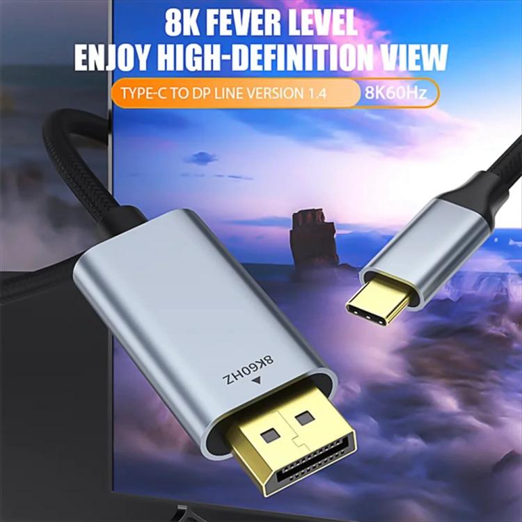 Type-C to DisplayPort 1.4 Ultra HD 8K Video Adapter Braided Cable