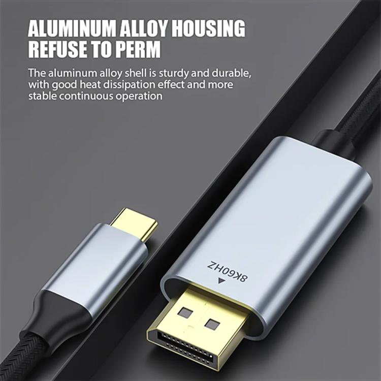 Type-C to DisplayPort 1.4 Ultra HD 8K Video Adapter Braided Cable