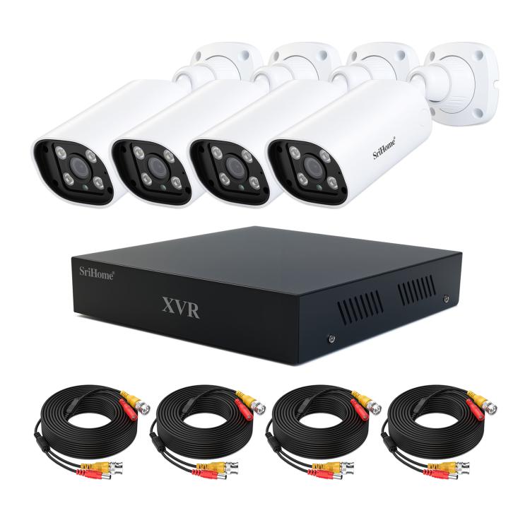 SriHome NVS007-AHD006B 2MP HD 4-CH XVR NVR Camera Network Video Recorder Kit