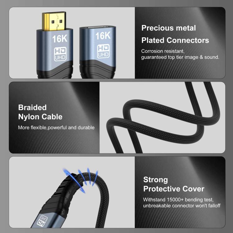 WG236 HDMI 2.2 Male to HDMI 2.2 Female 16K 60HZ HD Adapter Cable — view 9
