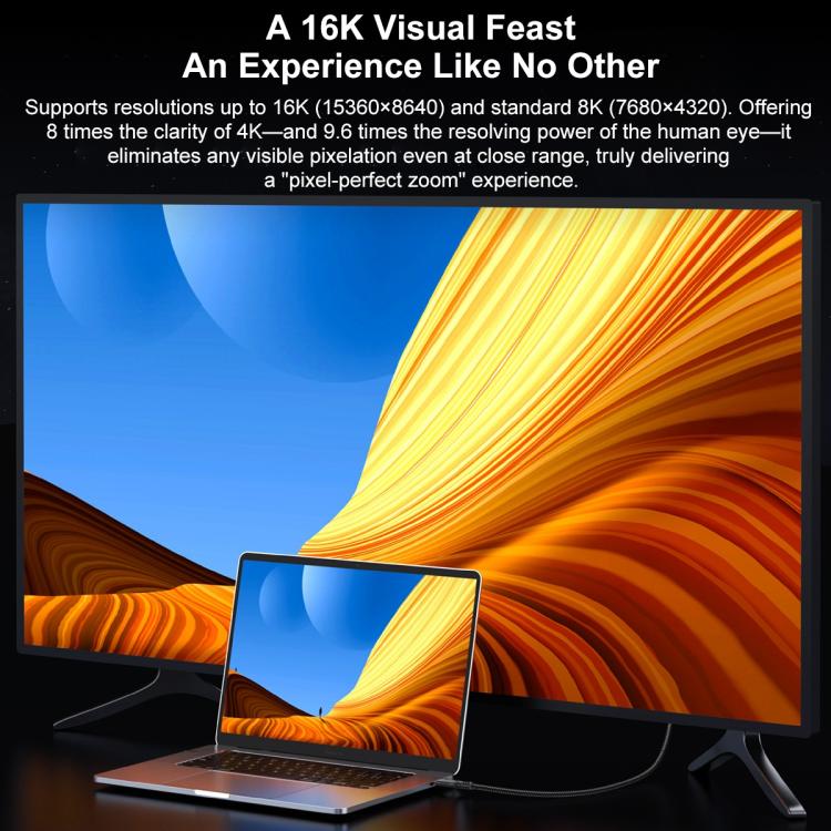 WG226 16K Ultra HD Type-C to DP 2.1 Display Cable Thunderbolt Adapter Cable with Logo