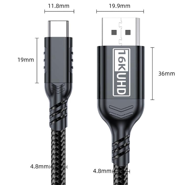 WG226 16K Ultra HD Type-C to DP 2.1 Display Cable Thunderbolt Adapter Cable with Logo