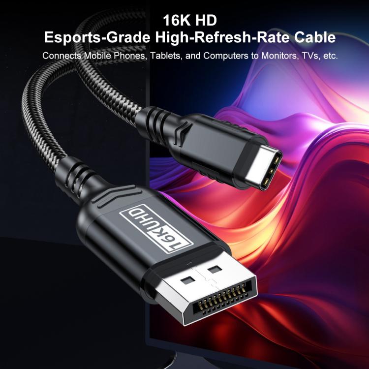WG226 16K Ultra HD Type-C to DP 2.1 Display Cable Thunderbolt Adapter Cable with Logo