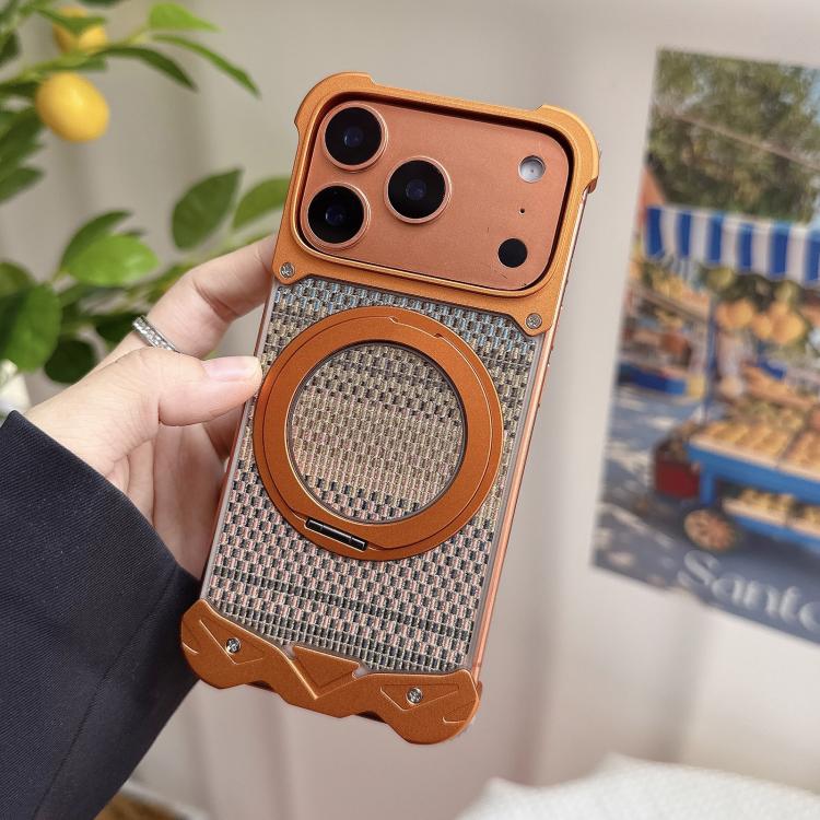 Eagle Metal Frameless Woven Fabric PC Magnetic Holder Phone Case — For iPhone 17 Pro Max