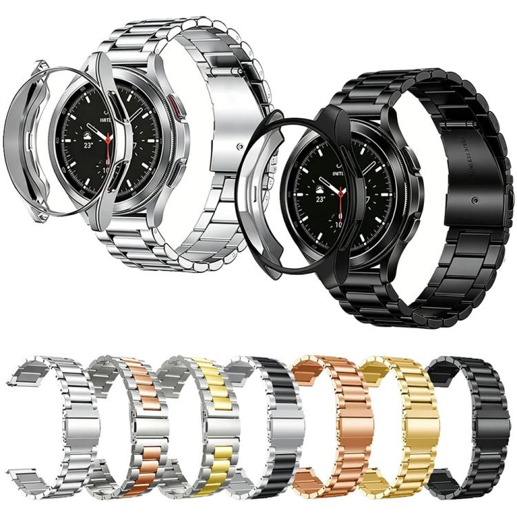 Tri-Beads Stainless Steel Watch Band with Semi-Enclosed TPU Case and Strap Link Remover Set