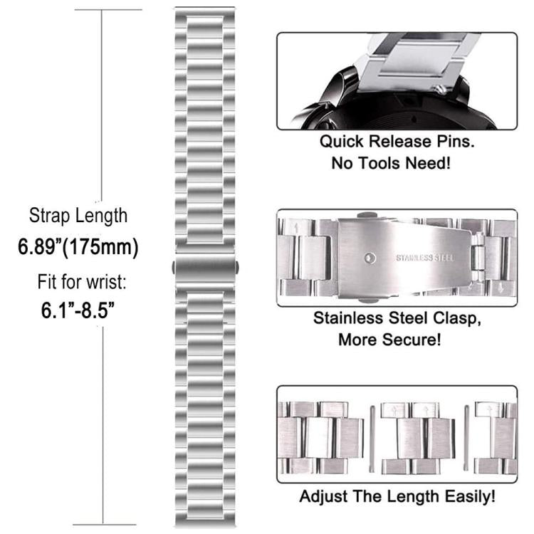 Tri-Beads Stainless Steel Watch Band with Semi-Enclosed TPU Case and Strap Link Remover Set