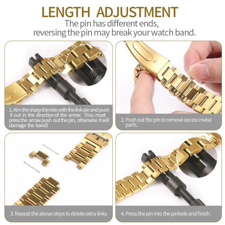 Tri-Beads Stainless Steel Watch Band with Semi-Enclosed TPU Case and Strap Link Remover Set