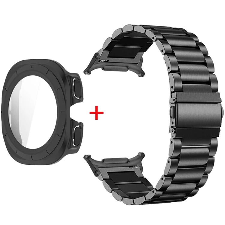 Three Beads Stainless Steel Watch Band with Film Integrated PC Case Set