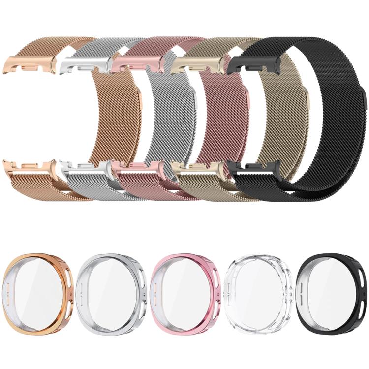 Milanese Stainless Steel Watch Band with Full Coverage TPU Case Set