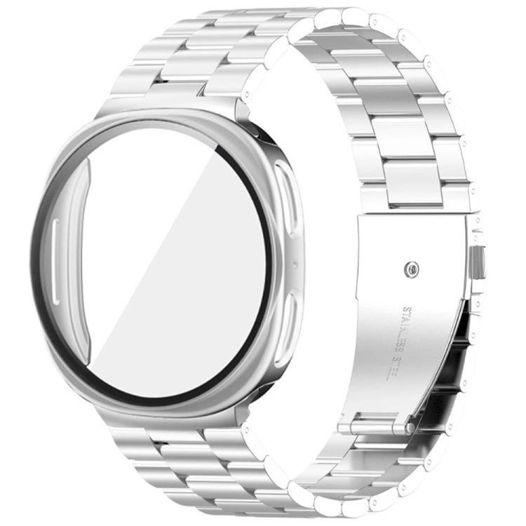 Three Beads Stainless Steel Watch Band with Film Integrated PC Case Set — For Galaxy Watch9 / 8 44mm