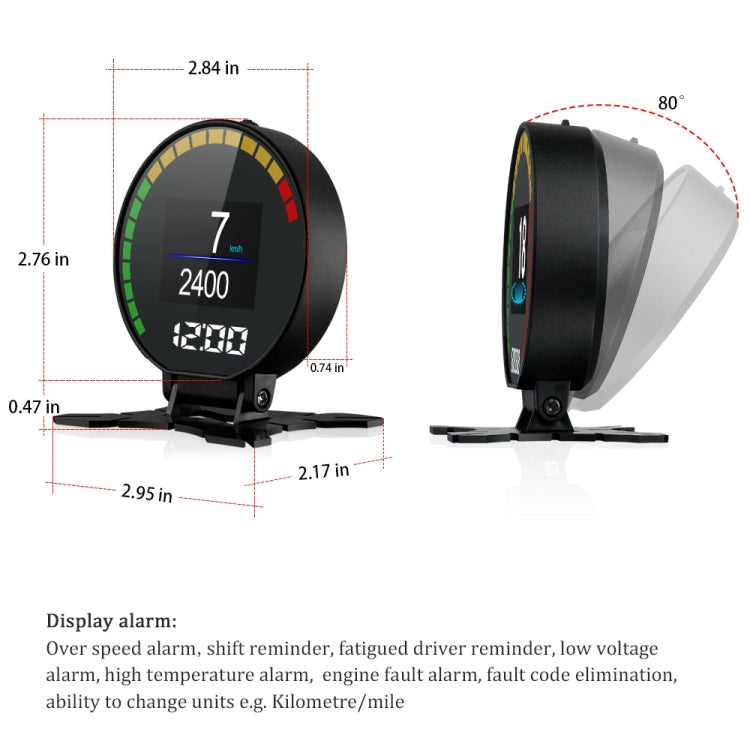 P15 OBD2 Car HUD Head-up Display Water Temperature / Vehicle Speed / Voltage