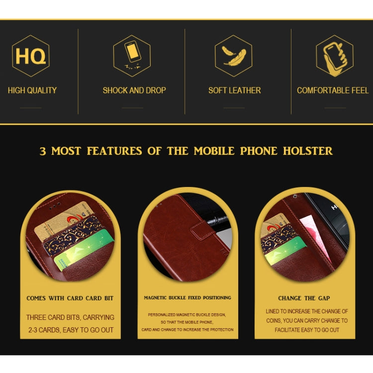 idewei Crazy Horse Texture Horizontal Flip Leather Case with Holder & Card Slots & Wallet