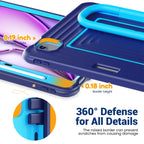 Handle Holder Ripple Silicone Hybrid PC Tablet Case with Shoulder Strap — Navy Blue