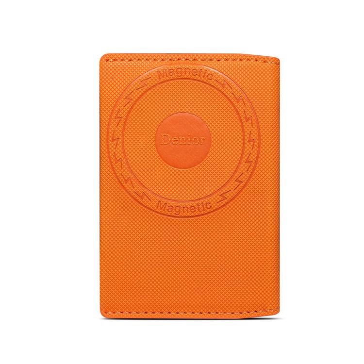 Denior V26 Vegan Leather Texture Magnetic Wallet Card Holder — Orange