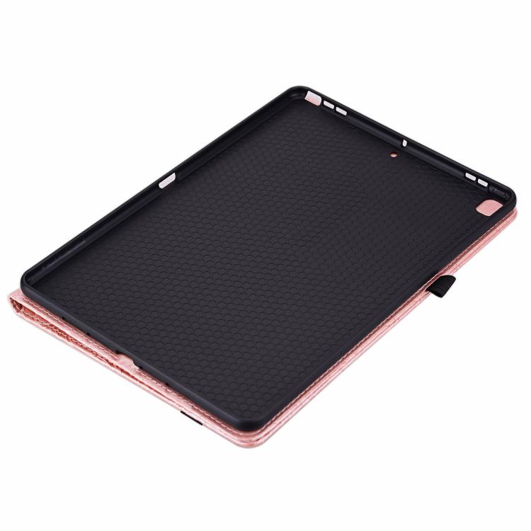 Floral Embossed Pattern Vegan Leather Tablet Case with Sleep/Wake-up — Rose Gold