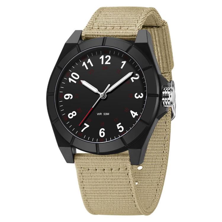 SANDA 6232 Simple 5ATM Waterproof Luminous Watch with Nylon Strap — Black / Khaki