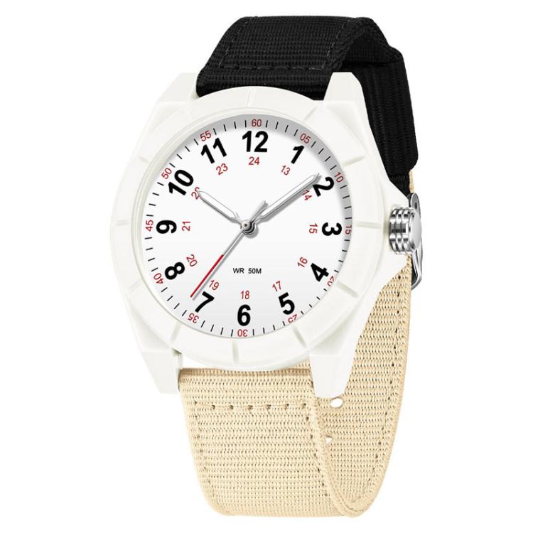 SANDA 6232 Simple 5ATM Waterproof Luminous Watch with Nylon Strap — Khaki / Black