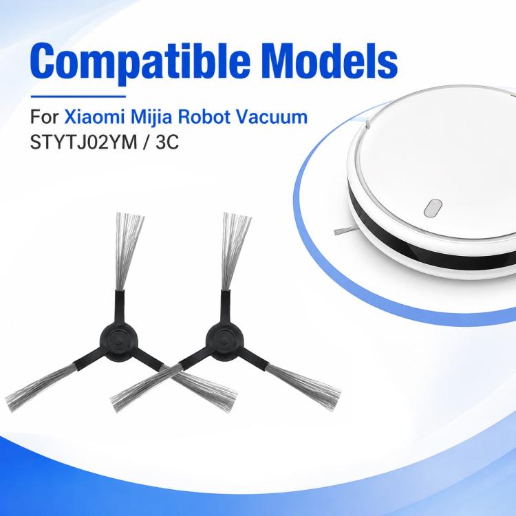 Replacement Accessories for Xiaomi Mijia Robot Vacuum Mop STYTJ02YM / 3C — Dual Black Triangle Side Brush