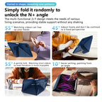 Tri-fold Pivot Holder Flip Vegan Leather Tablet Case with Pen Slot — Blue