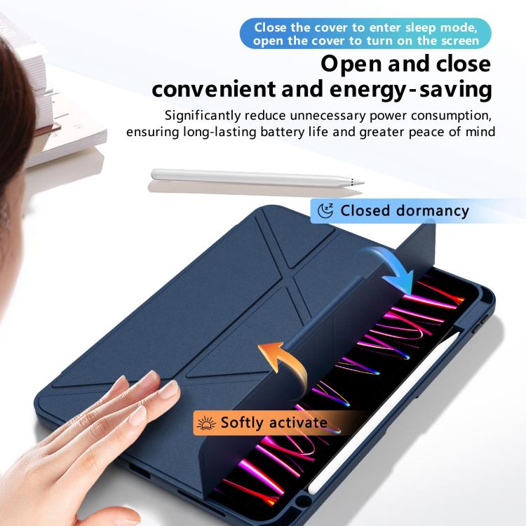 Tri-fold Pivot Holder Flip Vegan Leather Tablet Case with Pen Slot — view 13