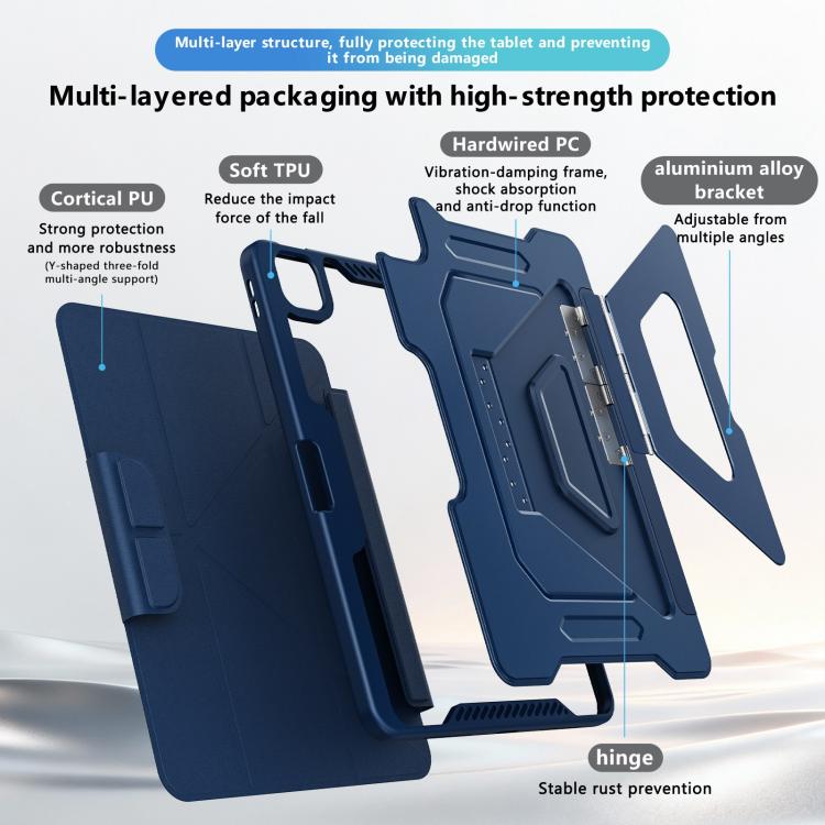 Tri-fold Pivot Holder Flip Vegan Leather Tablet Case with Pen Slot — view 15