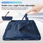 Tri-fold Pivot Holder Flip Vegan Leather Tablet Case with Pen Slot — Pink Blue Gradient