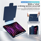 Tri-fold Pivot Holder Flip Vegan Leather Tablet Case with Pen Slot — Pink