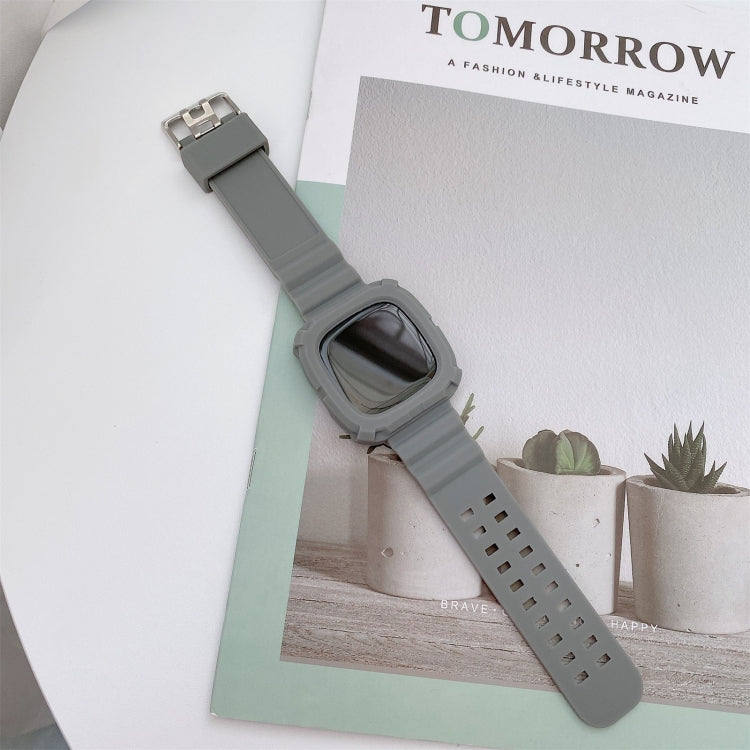 For Fitbit Versa 3 3D Silicone Integrated Replacement Strap Watchband — Grey