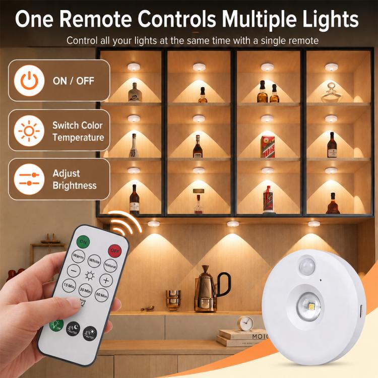 Smart Sensor Cat Eye Night Lights with Remote Control — 6pcs