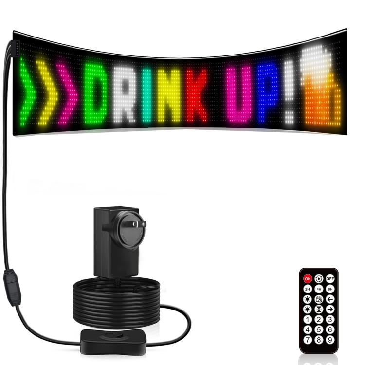 16 x 144 Pixels Ultra-Thin Waterproof Programmable LED Flexible Matrix Display Screen — EU Plug