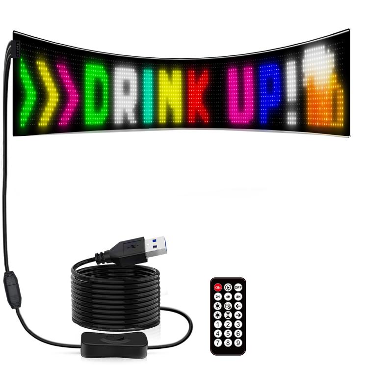 16 x 144 Pixels Ultra-Thin Waterproof Programmable LED Flexible Matrix Display Screen — US Plug