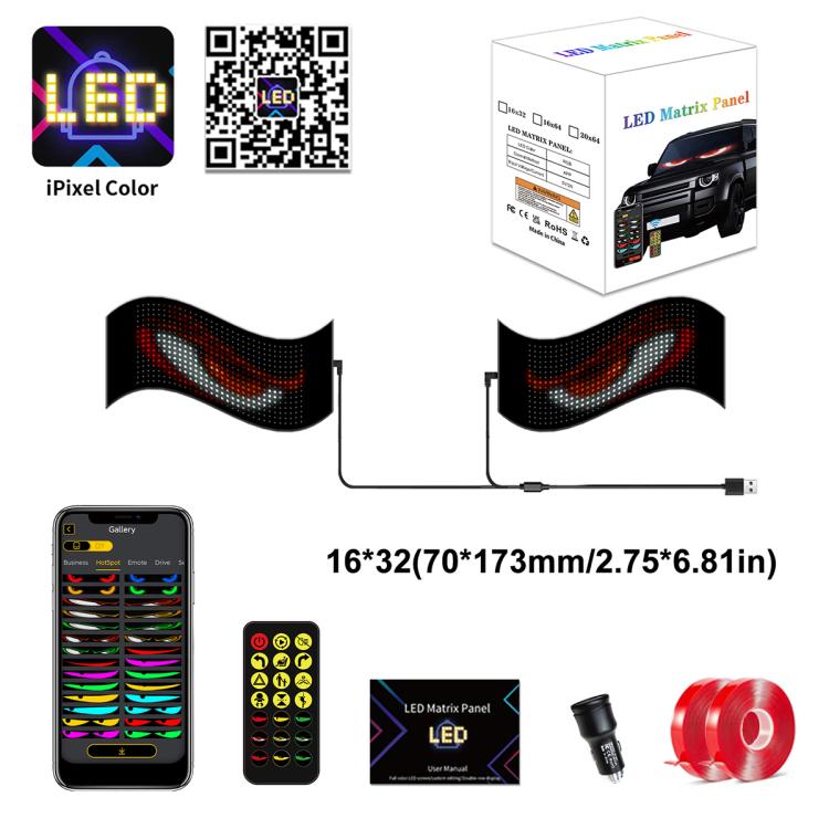 Demon Eye Car Ultra-Thin Waterproof LED Flexible Matrix Display Screen 2pcs