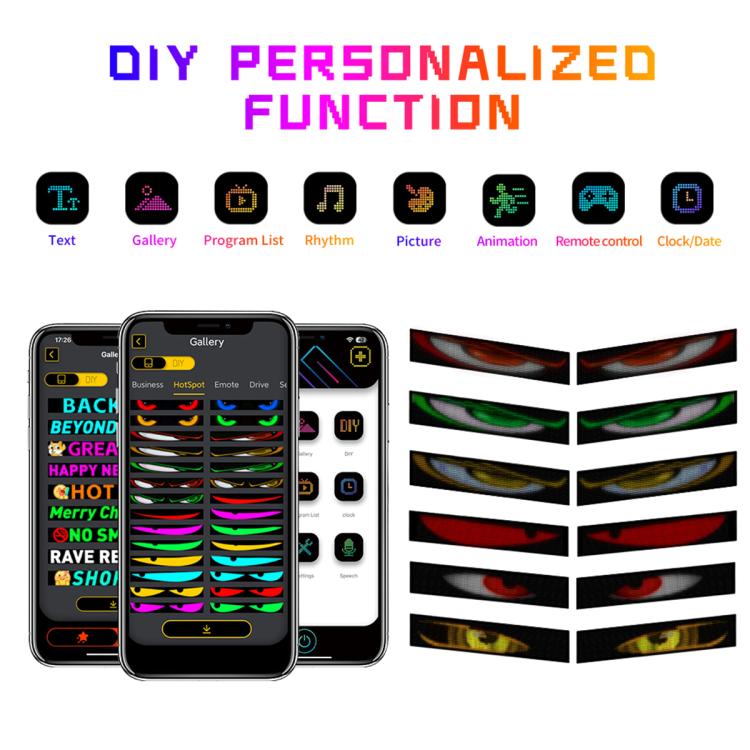 Demon Eye Car Ultra-Thin Waterproof LED Flexible Matrix Display Screen 2pcs
