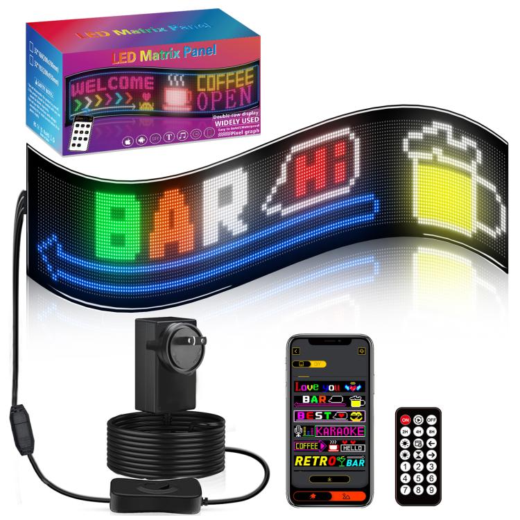 32x192 Pixels Double Row Ultra-Thin Waterproof LED Flexible Advertising Matrix Display Screen — EU Plug