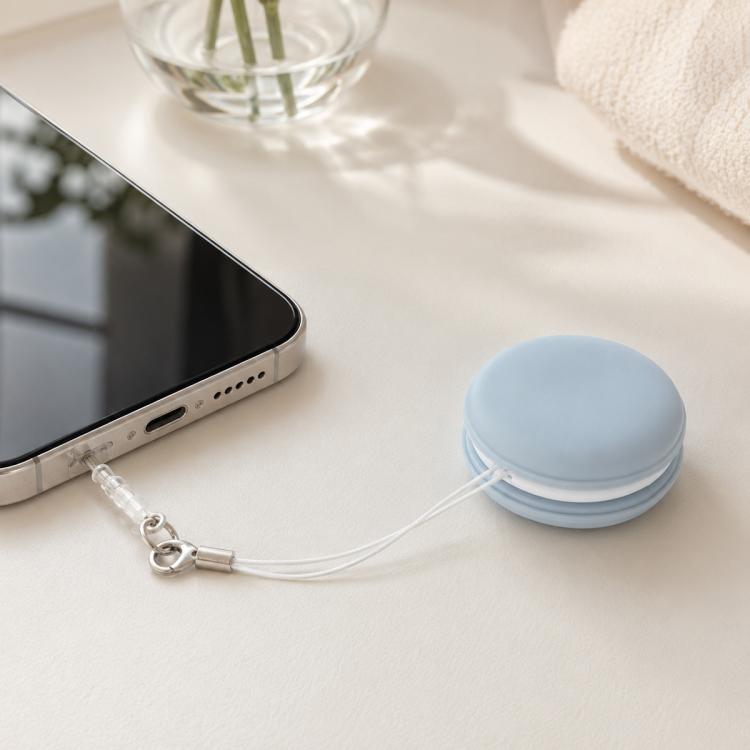 Multifunctional Portable Macaron Shape Phone Screen Cleaner Cloth with Lanyard — Khaki