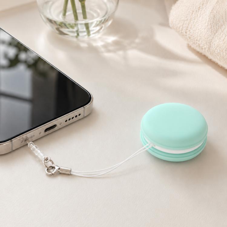 Multifunctional Portable Macaron Shape Phone Screen Cleaner Cloth with Lanyard — Blue